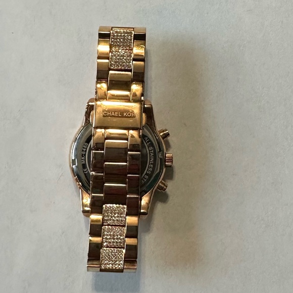 Michael Kors Ritz Pave Rose Gold-Tone Chronograph Watch - Picture 10 of 14